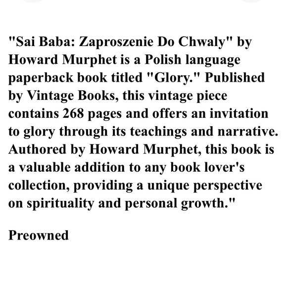 Sai Baba:Zaproszenie Do Chwaly by Howard Murphet. Vintage / Rare 📖 book - Picture 4 of 4